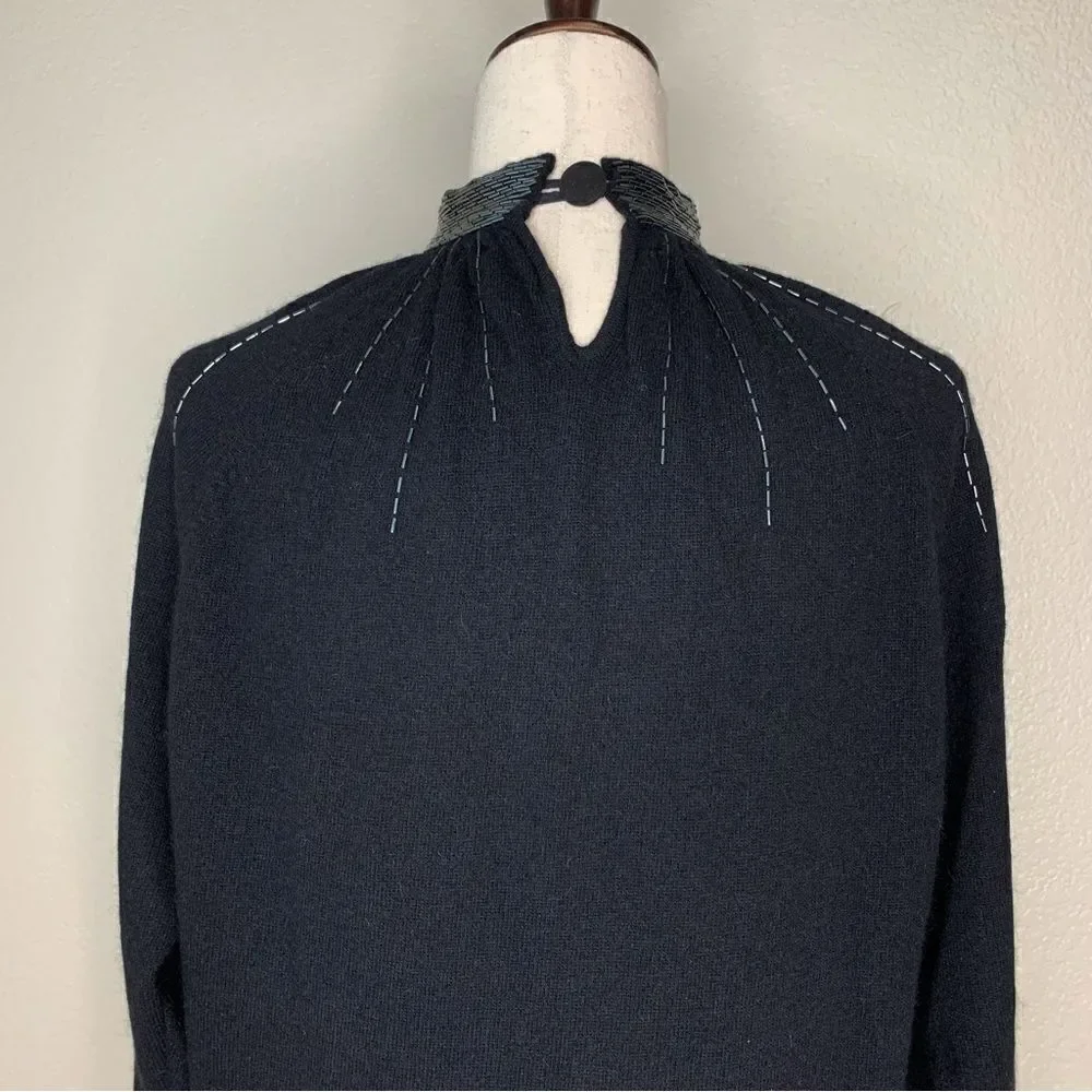 Into the Night by Laura Peterson Lambswool Blend Beaded Neckline Sweater